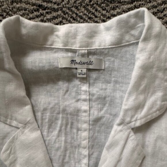 Madewell Linen Crop White Button-Up Size S - Picture 3 of 10